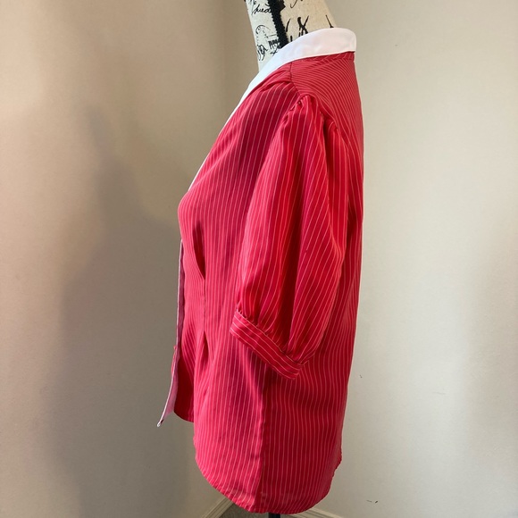 Lirabeth womens button pin stripe blouse sz 12 - Picture 5 of 11